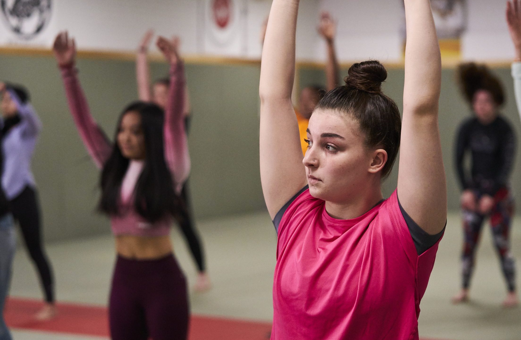 Woman doing a pilates class