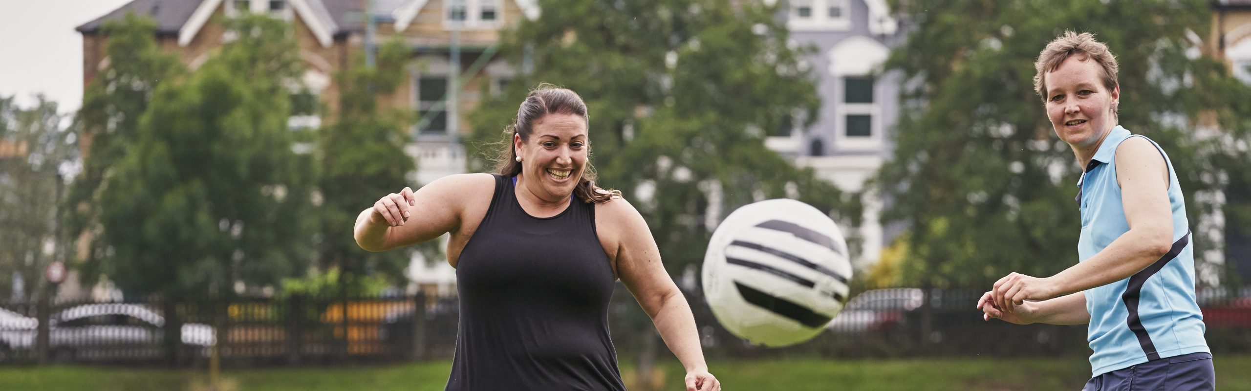 A group of women playing football ages 20-40