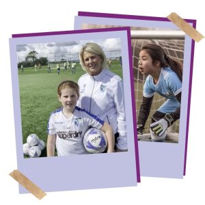 Mum Lauren and Daughter Freya playing football together