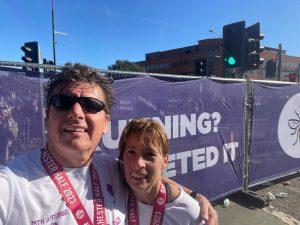 Harriet's dad smiling after the race