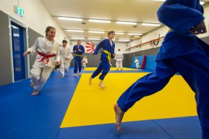 Boys and girls mixed karate lesson