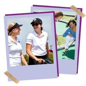 Mum and daughter playing golf together