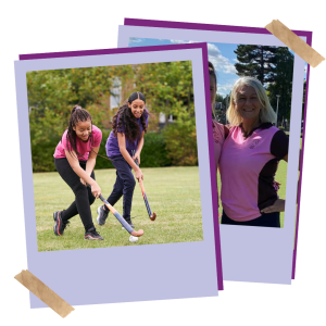 Girls playing hockey