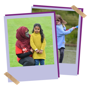 Mum and daughter playing rounders