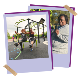 Mums and daughters exercising at an outdoor gym together